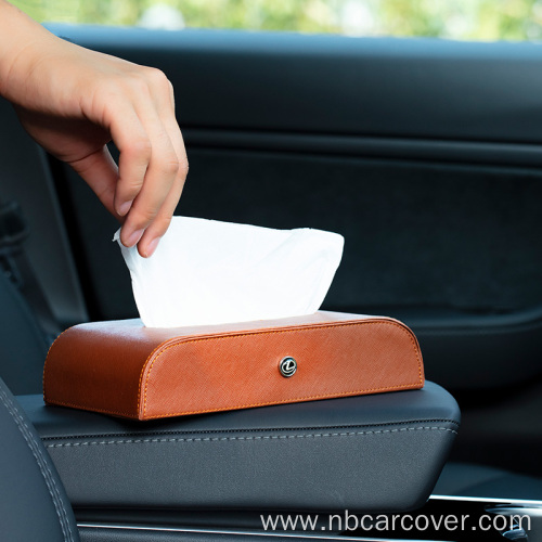 Amzon hot sale leather car tissue holder portable